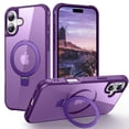 thumbnail image 1 of Case for iPhone 16 Magnetic Ring Holder Bracket Slim Case, Rugged Shockproof Hybrid Military Grade Protection Cover for iPhone 16, Compatible with MagSafe Wireless Charging, Purple, 1 of 8