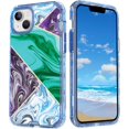 thumbnail image 1 of Case for iPhone 16,Plating Marble Military Grade Rugged Heavy Duty Full Body 3 in 1 TPU+PC Portection Shockproof Protective Phone Case for iPhone 16,6.1 inch 2024 (Grid Green), 1 of 9