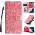 thumbnail image 1 of Case for iPhone 16 Plus, Case Sunflower Embossed PU Leather Flip Cover Wallet Case with Cards Slot Holder Kickstand with Strap Protective Cover for iPhone 16 Plus,Rosegold, 1 of 10
