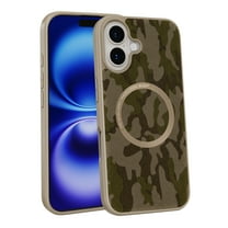 Case for iPhone 16 Plus, [Compatible with MagSafe] Camouflage Pattern Design for Women Men Soft TPU Bumper PU Leather Back Anti-Fall Shockproof Protective Slim Mganetic Phone Cover, Apricot
