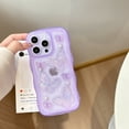 thumbnail image 1 of Case for iPhone 16 Plus, Cute Butterfly Pearl Design, Wavy Edge Semi-Transparent TPU Cover, Camera & Screen Protection, Anti-Scratch Anti-Yellowing Lightweight Case for Girls/Women, Purple, 1 of 7