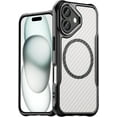 thumbnail image 1 of Case for iPhone 16 Plus,Full-Body Rugged Carbon Fibre Protective Clear Back Hybrid Magnetic with Wireless Charge Shockproof Protector Phone Case for iPhone 16 Plus,6.7 inch 2024 (Black), 1 of 17