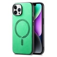 thumbnail image 1 of Case for iPhone 16 Plus Magnetic Compatible with Mag-Safe, Slim Skin-Feel PU Leather Non-Slip Grip Shockproof Bumper Cover Magnetic Support Car Mount Phone Case for iPhone 16 Plus, Green, 1 of 9