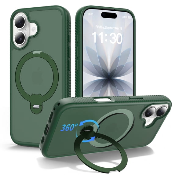 Case for iPhone 16 Plus with Magnetic Ring, 360° Rotating Kickstand ...