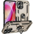 thumbnail image 1 of Case for iPhone 16 Plus,Military Car Holder [Built-in Kickstand] Metal Ring Dual-Layer Heavy Duty TPU+PC Shockproof Protection Phone Case for iPhone 16 Plus,6.7 Inch 2024 (Gold), 1 of 9