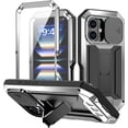 thumbnail image 1 of Case for iPhone 16 Plus,Military Grade 3 in 1 Metal Full-Body Rugged Stylish Kickstand Protective Case with Built-in Screen Protector Phone Case for iPhone 16 Plus,6.7 inch 2024 (Silver), 1 of 14