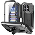thumbnail image 1 of Case for iPhone 16 Plus,Military Grade 3 in 1 Metal Full-Body Rugged Stylish Kickstand Protective Case with Built-in Screen Protector Phone Case for iPhone 16 Plus,6.7 inch 2024 (Black), 1 of 14