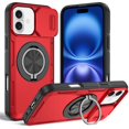 thumbnail image 1 of Case for iPhone 16 Plus with Rotating Metal Stand, MagSafe Magnetic Wireless Charging,Sliding camera casing,Shockproof Dropproof Tough Rugged Protective Case Cover,Red,For iPhone 16 Plus, 1 of 7