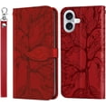 thumbnail image 1 of Case for iPhone 16 Plus Wallet Case, iPhone 16 Plus Case Leather with Strap Card Holder Magnetic Kickstand Shockproof Protective Case for iPhone 16 Plus 6.7 inch Life Tree Red, 1 of 14