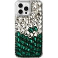 thumbnail image 1 of Case for iPhone 16 Plus,iPhone 16 Plus Case,3D Handmade Sparkle Stunning Stones Crystal Diamond Bling Glitter Girls Women Shockproof Phone Case for iPhone 16 Plus,6.7 inch 2024 (White/Green), 1 of 6