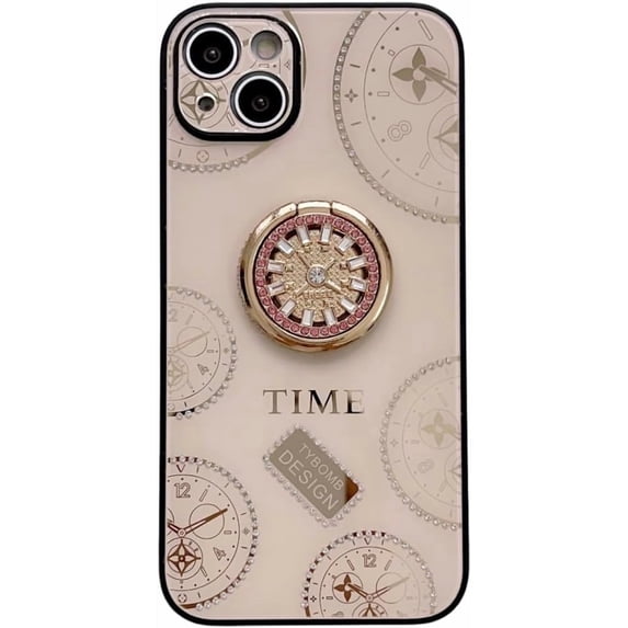 Case for iPhone 16 Pro,3D Butterfly Flower Kickstand Bling Glitter Diamond Marble Ring Stand Shockproof Women Girls Rhinestone Phone Case for iPhone 16 Pro,6.3 inch 2024 (XSG Gold)