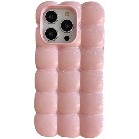 Case for iPhone 16 Pro,3D Cute Candy Egg Puffs Design Solid Color Soft Silicone Touch Protection Shockproof Girls Women Funny Phone Case for iPhone 16 Pro,6.3 inch 2024 (Pink)