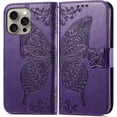 thumbnail image 1 of Case for iPhone 16 Pro Case Wallet Leather Flip Phone Case with Card Holder and Kickstand Magnetic Shockproof Protective Women Men Case for iPhone 16 Pro 6.3 inch Butterfly Purple SD, 1 of 10