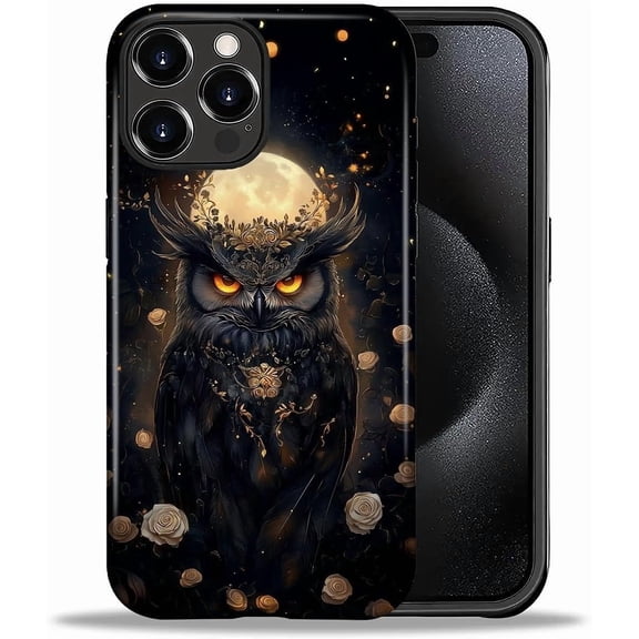 Case for iPhone 16 Pro, Celestial Owl Unique Case forest Moon Nature Design Hybrid Dual Protection Soft TPU Hard PC Shockproof Anti-Scratch Cover Men Women Stylish Protective Phone Case