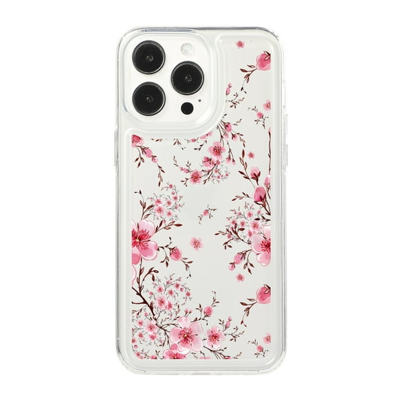 Case for iPhone 16 Pro Flower Design Floral Pattern Slim Cute Case for Women Girls, TPU Bumper Shockproof Scratch Resistant Non-Yellowing Protective Clear Cover for iPhone 16 Pro, Flower-E