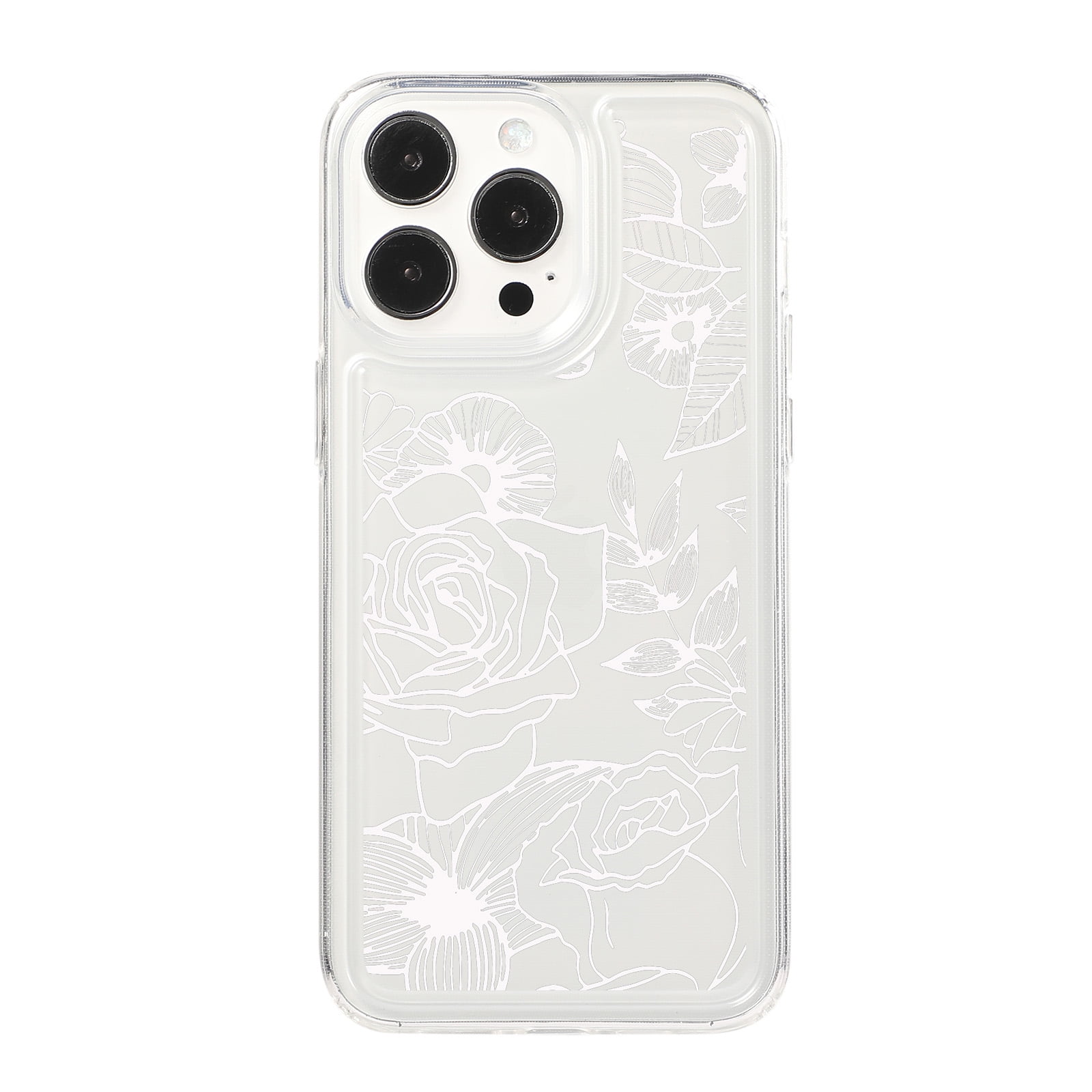 Cute Clear IPhone Case With Real Pressed Flowers & Glitter - Slim TPU Protective Cover (Pro Max)