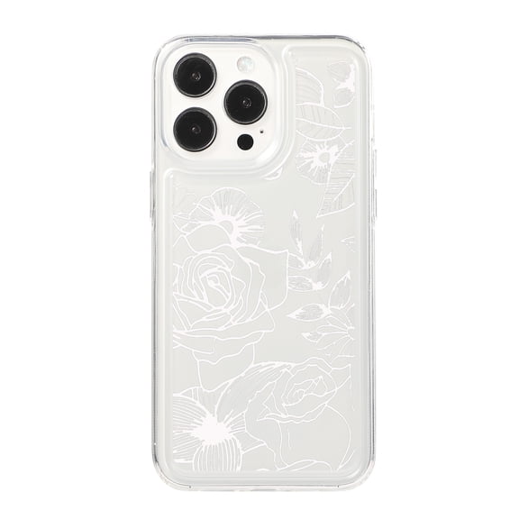 Case for iPhone 16 Pro Flower Design Floral Pattern Slim Cute Case for Women Girls, TPU Bumper Shockproof Scratch Resistant Non-Yellowing Protective Clear Cover for iPhone 16 Pro, Flower-D