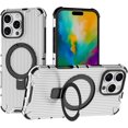 thumbnail image 1 of Case for iPhone 16 Pro,Grating Antiskid [Built-in Kickstand] Magnetic Rotate Ring Holder Heavy Duty TPU+PC Shockproof Protect Phone Case for iPhone 16 Pro,6.3 Inch 2024 (White), 1 of 11