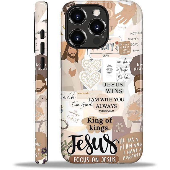 Case for iPhone 16 Pro, Hybrid 2-Layer Case, Shockproof Military-Grade Protection Durable Anti-Scratch Phone Case for Woman Man Boy Girl, Jesus Bible Verses