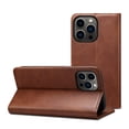 thumbnail image 1 of Case for iPhone 16 Pro, Leather Wallet Case with Kickstand RFID Blocking Credit Card Holder Magnetic Closure Shockproof Case Compatible with iPhone 16 Pro, Brown, 1 of 10