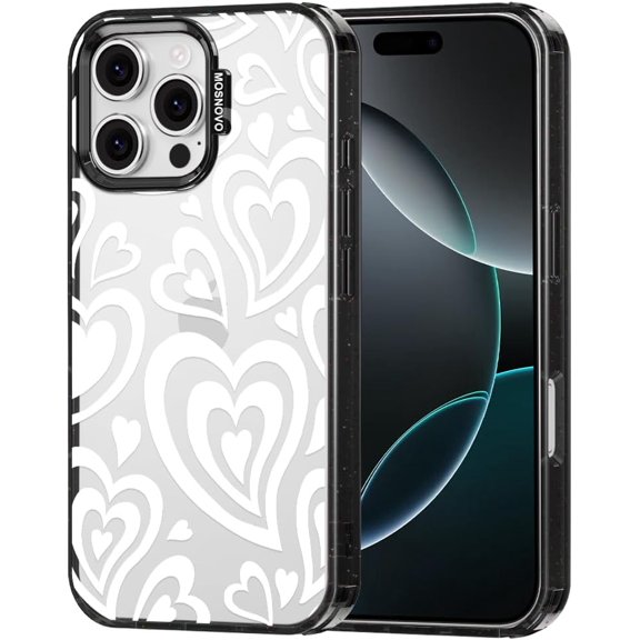 Case for iPhone 16 Pro Max, [10ft 4X Military-Grade Drop Protection] Durable & Shockproof Phone Case Cover Design for iPhone 16 Pro Max - Twist Heart - Clear Black