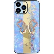 Case for iPhone 16 Pro Max,3D Butterfly Flower Kickstand Bling Glitter Diamond Marble Ring Stand Shockproof Women Girls Rhinestone Phone Case for iPhone 16 Pro Max,6.9 inch 2024 (XDL Purple)