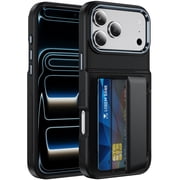 Case for iPhone 16 Pro Max, Back Card Slot with RFID Blocking, Kickstand Hybrid TPU + PC Ultra Slim Drop Protective Skin-Friendly Phone Case for iPhone 16 Pro Max, Black