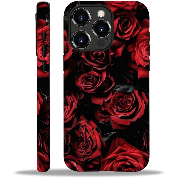 Case for iPhone 16 Pro Max, Blooming Rose 2 in 1 Hard Shell + Silicone, Shockproof Bumper Drop Protective Case with Screen Bezel, Wireless Charging Compatible