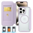 thumbnail image 1 of Case for iPhone 16 Pro Max Case with Card Holder [Magnetic Compatible with Mag-Safe] [RFID Blocking Card Slots] Business PU Leather Clear Back Case Flip Wallet Cover for iPhone 16 Pro Max, Purple, 1 of 6