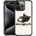 thumbnail image 1 of Case for iPhone 16 Pro Max Case, Cat Read Book Drink Coffee Pattern Graphic Design Girl Boy Soft Silicone Hard Acrylic Shock Protection Case for iPhone 16 Pro Max, 1 of 7