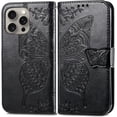 thumbnail image 1 of Case for iPhone 16 Pro Max Case Wallet Leather Flip Phone Case with Card Holder and Kickstand Magnetic Shockproof Protective Women Men Case for iPhone 16 Pro Max 6.9 inch Butterfly Black SD, 1 of 10