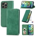 thumbnail image 1 of Case for iPhone 16 Pro Max, Classic Business Premium PU Leather Cover TPU Bumper with Card Holder Kickstand Magnetic Adsorption Flip Wallet Case Cover for iPhone 16 Pro Max, Green, 1 of 5