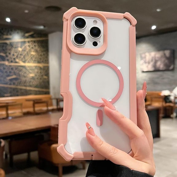 Case for iPhone 16 Pro Max,Clear Full-Body Rugged Stylish Hybrid 2-in-1 Shockproof Protection with Wireless Charging Phone Case for iPhone 16 Pro Max,6.9 inch 2024 (Pink)