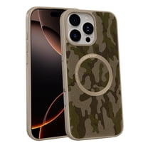 Case for iPhone 16 Pro Max, [Compatible with MagSafe] Camouflage Pattern Design for Women Men Soft TPU Bumper PU Leather Back Anti-Fall Shockproof Protective Slim Mganetic Phone Cover, Apricot