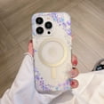thumbnail image 1 of Case for iPhone 16 Pro Max (Compatible with MagSafe) Floral Flowers Design Translucent Phone Cover Soft TPU + Hard PC Anti-Scratch Shockproof Magnetic Cute Case for Women,A, 1 of 13