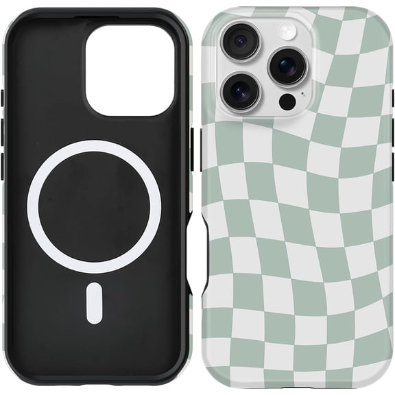 Case for iPhone 16 Pro Max, [Compatible with Magsafe] [6.6ft Military-Drop Protection] 2 in 1 Case Cover 360 Degree Full Body Protective Phone Case 6.9" (Checkerboard)