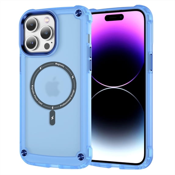 Case for iPhone 16 Pro Max Compatible with Magsafe, with Clear Fashion Design Soft TPU Shockproof Durable PC Back Protective Phone Case Cover for Girls Women for iPhone 16 Pro Max - Blue