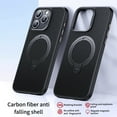 thumbnail image 1 of Case for iPhone 16 Pro Max, [Compatible with Magsafe] Ring Stand Carbon Fiber Support Wireless Charging Men Women Slim Shockproof Protective Phone Cover Compatible with iPhone 16 Pro Max, Black, 1 of 6