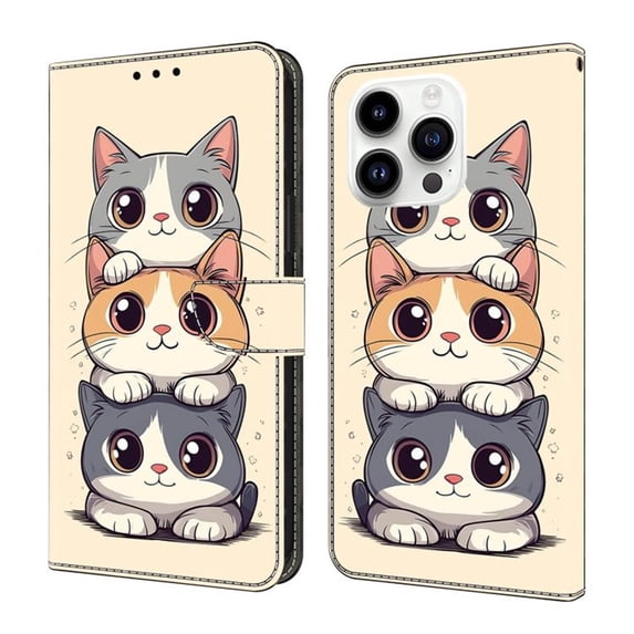 Case For iPhone 16 Pro Max Crystal Material Painted Pattern With Multi-Card Holder Bills Slot, PU Leather Magnetic Wallet Case,Yellow,For iPhone 16 Pro Max