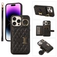 thumbnail image 1 of Case for iPhone 16 Pro Max, Detachable Crossbody Strap & Lanyard Wallet Case with Card Slots, 360° Stand Ring Kickstand Flip PU Leather Protective Cover for iPhone 16 Pro Max, Black, 1 of 11