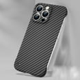 thumbnail image 1 of Case for iPhone 16 Pro Max Exposed Sides for Comfort, Fiber Pattern Designing, Shockproof Anti-fall Ultra Slim Thin Fit Rugged Hard Protective Frameless Design Phone Case Cover,Black, 1 of 8