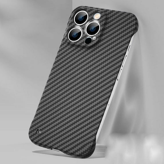 Case for iPhone 16 Pro Max Exposed Sides for Comfort, Fiber Pattern Designing, Shockproof Anti-fall Ultra Slim Thin Fit Rugged Hard Protective Frameless Design Phone Case Cover,Black