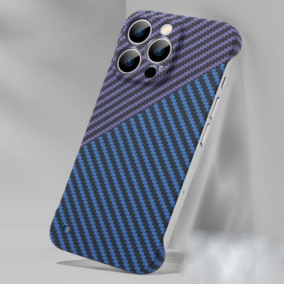 Case for iPhone 16 Pro Max Exposed Sides for Comfort, Fiber Pattern Designing, Shockproof Anti-fall Ultra Slim Thin Fit Rugged Hard Protective Frameless Design Phone Case Cover,Purple