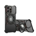 thumbnail image 1 of Case for iPhone 16 Pro Max Frameless, with Magnetic Kickstand 360° Rotatable, Bezel Less Metal Slim Hard Ultra Thin for iPhone 16 Pro Max Case with Ring Holder Magnetic Stand for Men, Black+Red, 1 of 6