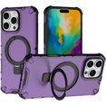 thumbnail image 1 of Case for iPhone 16 Pro Max,Grating Antiskid [Built-in Kickstand] Magnetic Rotate Ring Holder Heavy Duty TPU+PC Shockproof Protect Phone Case for iPhone 16 Pro Max,6.9 Inch 2024 (Purple), 1 of 11