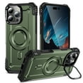 thumbnail image 1 of Case for iPhone 16 Pro Max for Men Women, Compatible with Magsafe, Rugged Camera Frame Bracket Shockproof Air Cushions Luxury Armor Support Magnetic Car Mount Cover for iPhone 16 Pro Max, Armygreen, 1 of 7