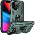 thumbnail image 1 of Case for iPhone 16 Pro Max,Military Car Holder [Built-in Kickstand] Metal Ring Dual-Layer Heavy Duty TPU+PC Shockproof Protection Phone Case for iPhone 16 Pro Max,6.9 Inch 2024 (Green), 1 of 15