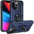 thumbnail image 1 of Case for iPhone 16 Pro Max,Military Car Holder [Built-in Kickstand] Metal Ring Dual-Layer Heavy Duty TPU+PC Shockproof Protection Phone Case for iPhone 16 Pro Max,6.9 Inch 2024 (Blue), 1 of 15