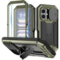 thumbnail image 1 of Case for iPhone 16 Pro Max,Military Grade 3 in 1 Metal Full-Body Rugged Stylish Kickstand Protective Case with Built-in Screen Protector Phone Case for iPhone 16 Pro Max,6.9 inch 2024 (Green), 1 of 16