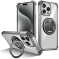 thumbnail image 1 of Case for iPhone 16 Pro Max,Military Grade [Built-in Kickstand] Magnetic Rotate Ring Holder Heavy Duty PC Shockproof Protect Phone Case for iPhone 16 Pro Max,6.9 inch 2024 (Black), 1 of 10